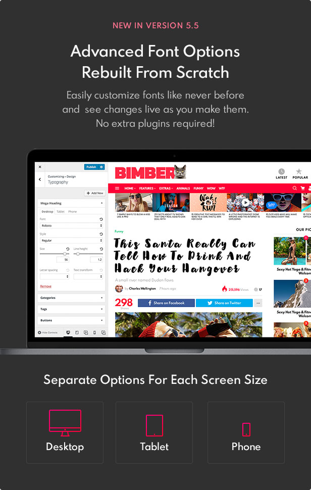 Bimber Viral Magazine WordPress Theme - version 5.5 with Typography Controls